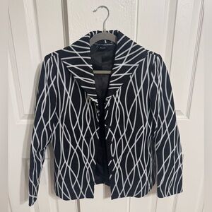 Linda Allard Ellen Tracy Zig Zag Chic Black and White Patterned Blazer